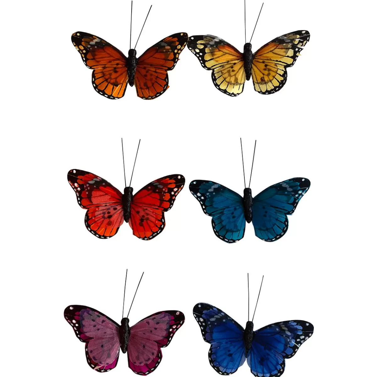 DecoWoerner Colourful Decorative Butterflies With Clip Set Of 6, 9 Cm