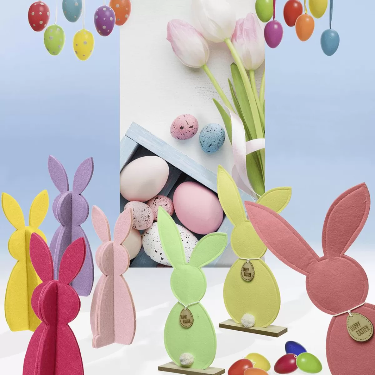 DecoWoerner Colourful Easter Eggs To Hang Up 6 Pieces