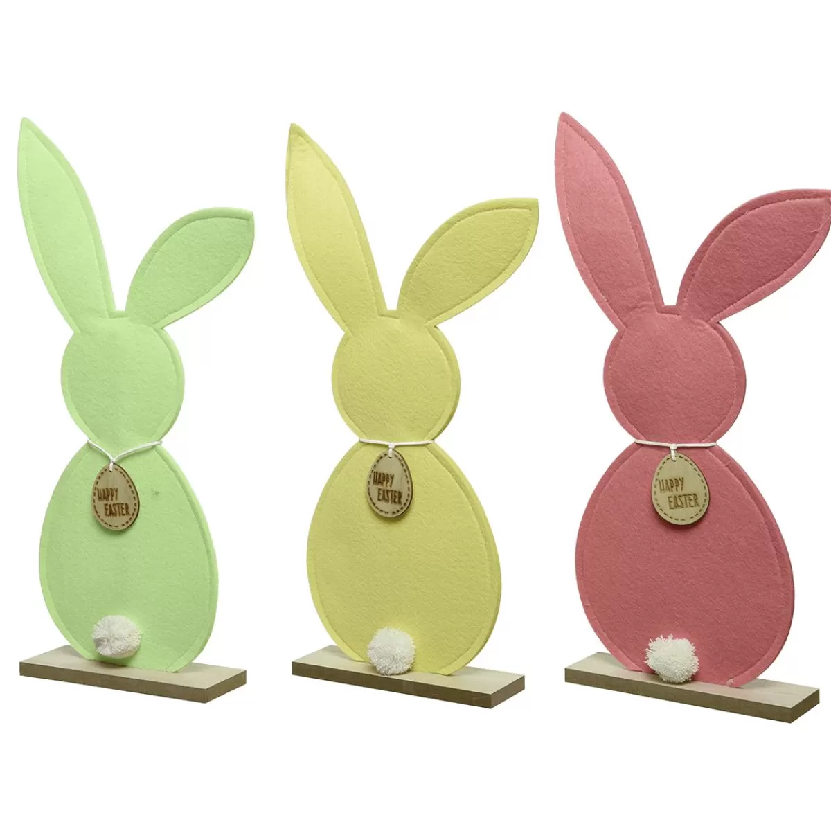 DecoWoerner Colourful Felt Easter Bunny Stand, 3 Pieces