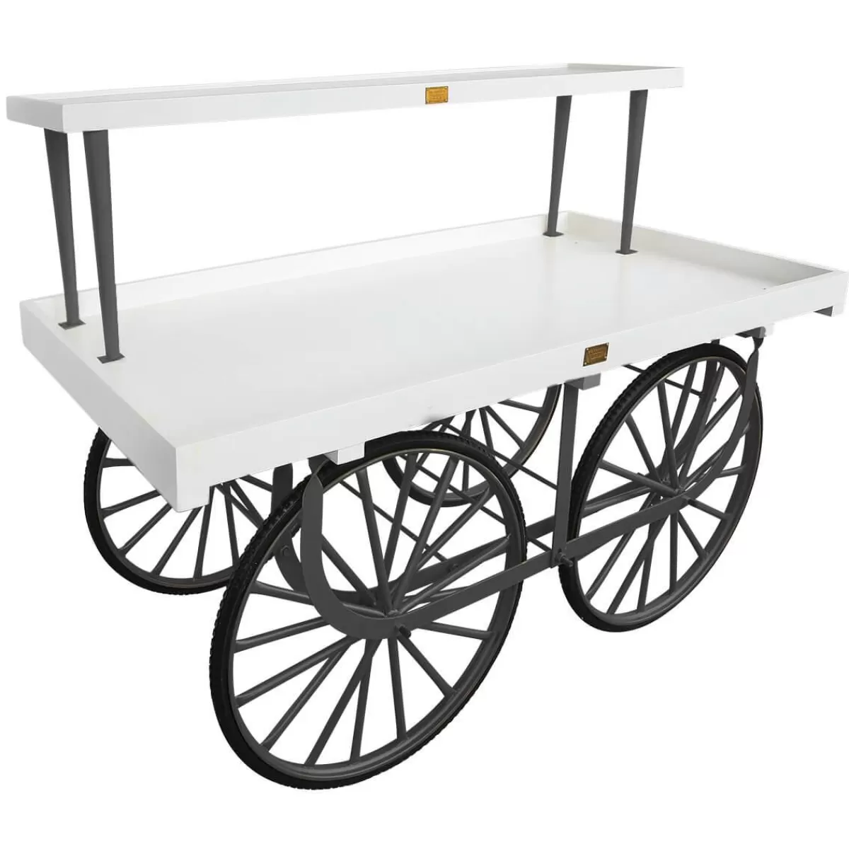 DecoWoerner Complete Market Trolley With Base, White Body And Wooden Top