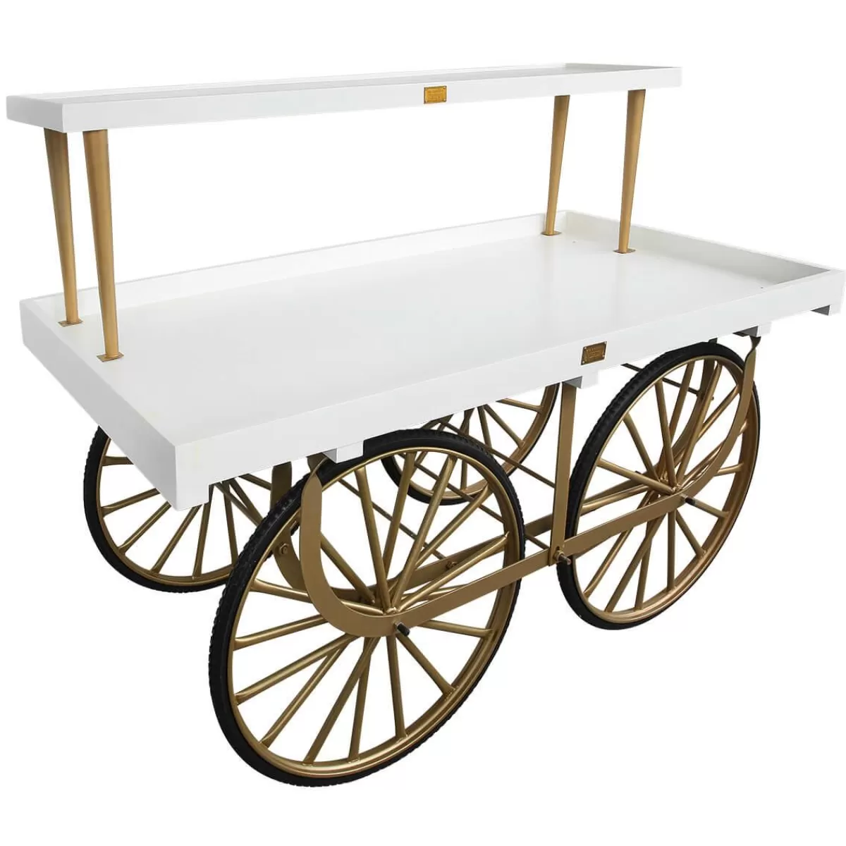 DecoWoerner Complete Market Trolley With en Base, White Body And Wooden Panel