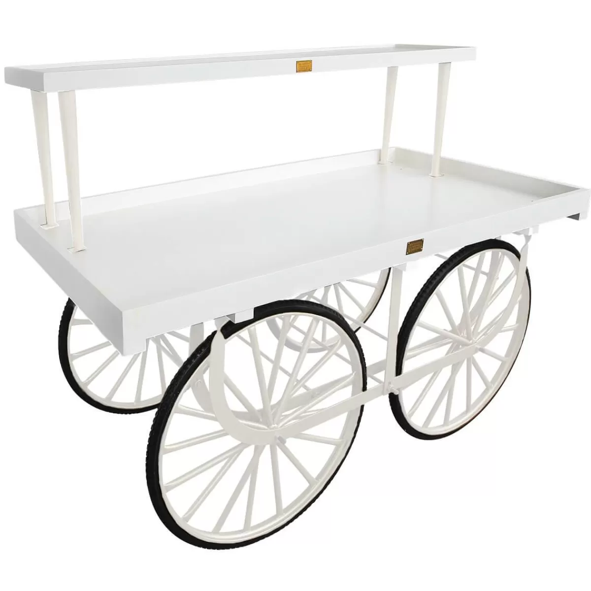 DecoWoerner Complete Market Trolley With White Base, White Body And Wooden Top