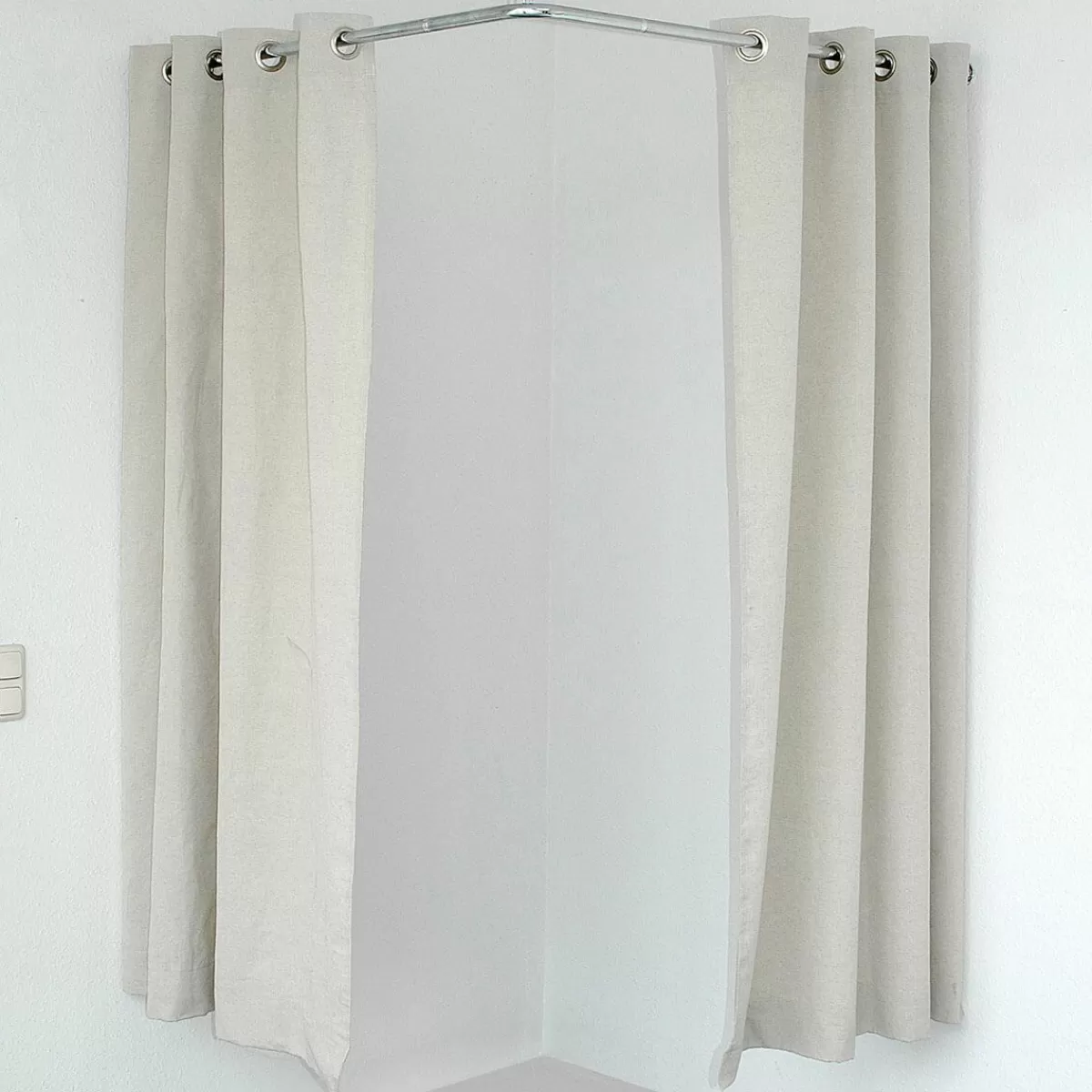 DecoWoerner Corner Cabin Curtain, 200 Cm Long, Beige