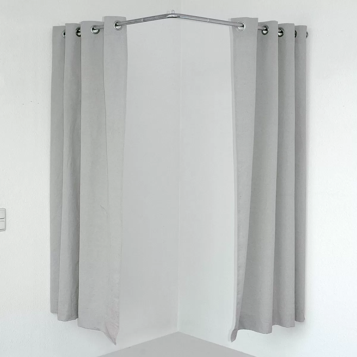 DecoWoerner Corner Cubicle Curtain, 200 Cm Long, Gray