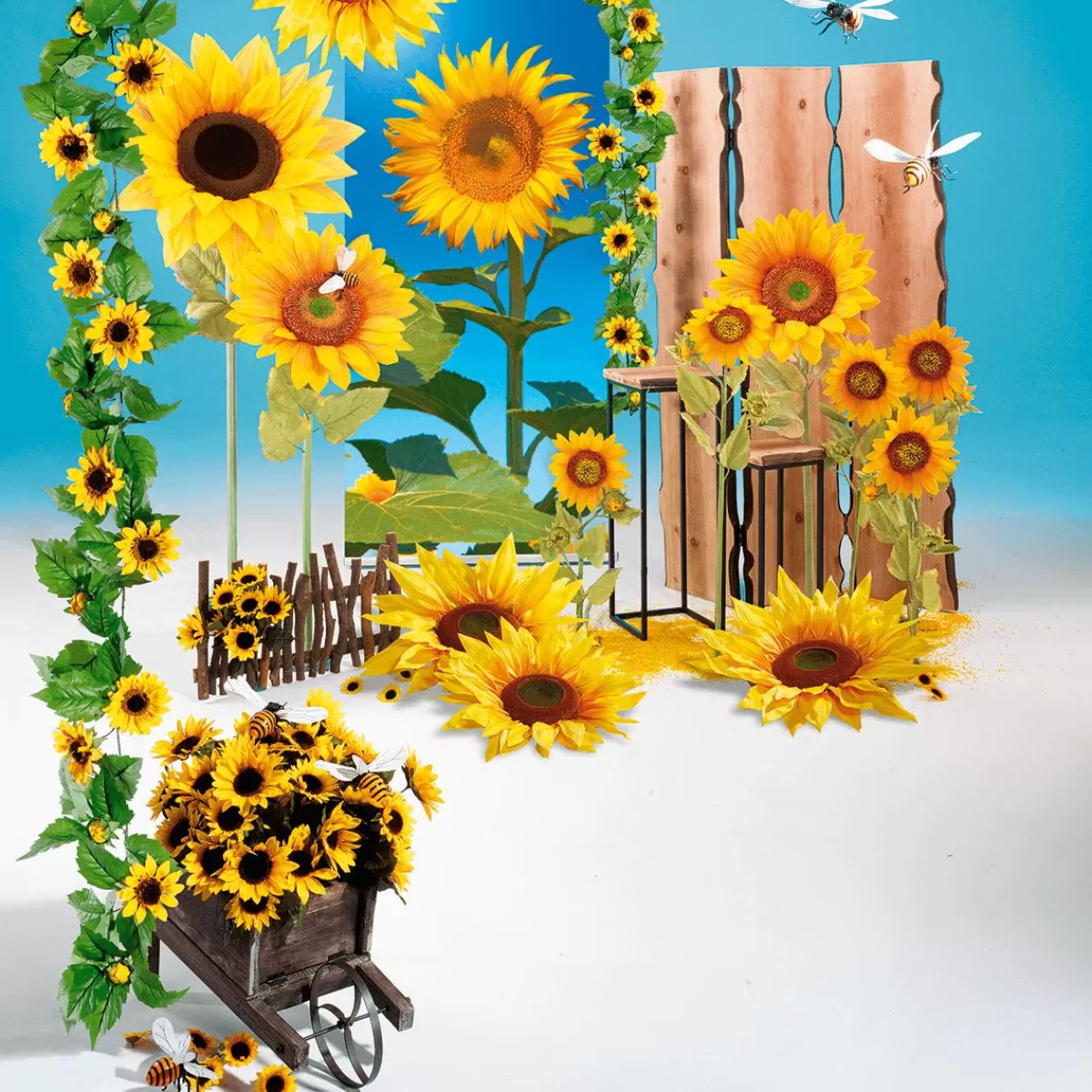 DecoWoerner Deco Flower Head Sunflower, 60 Cm Ø