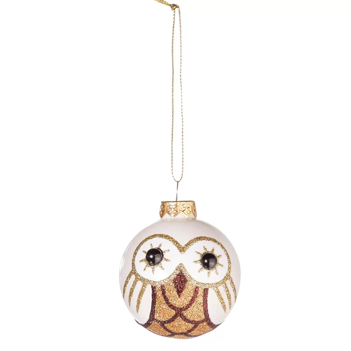 DecoWoerner Deco Hanger Glass Ball "Owl" 24 Pcs In Box