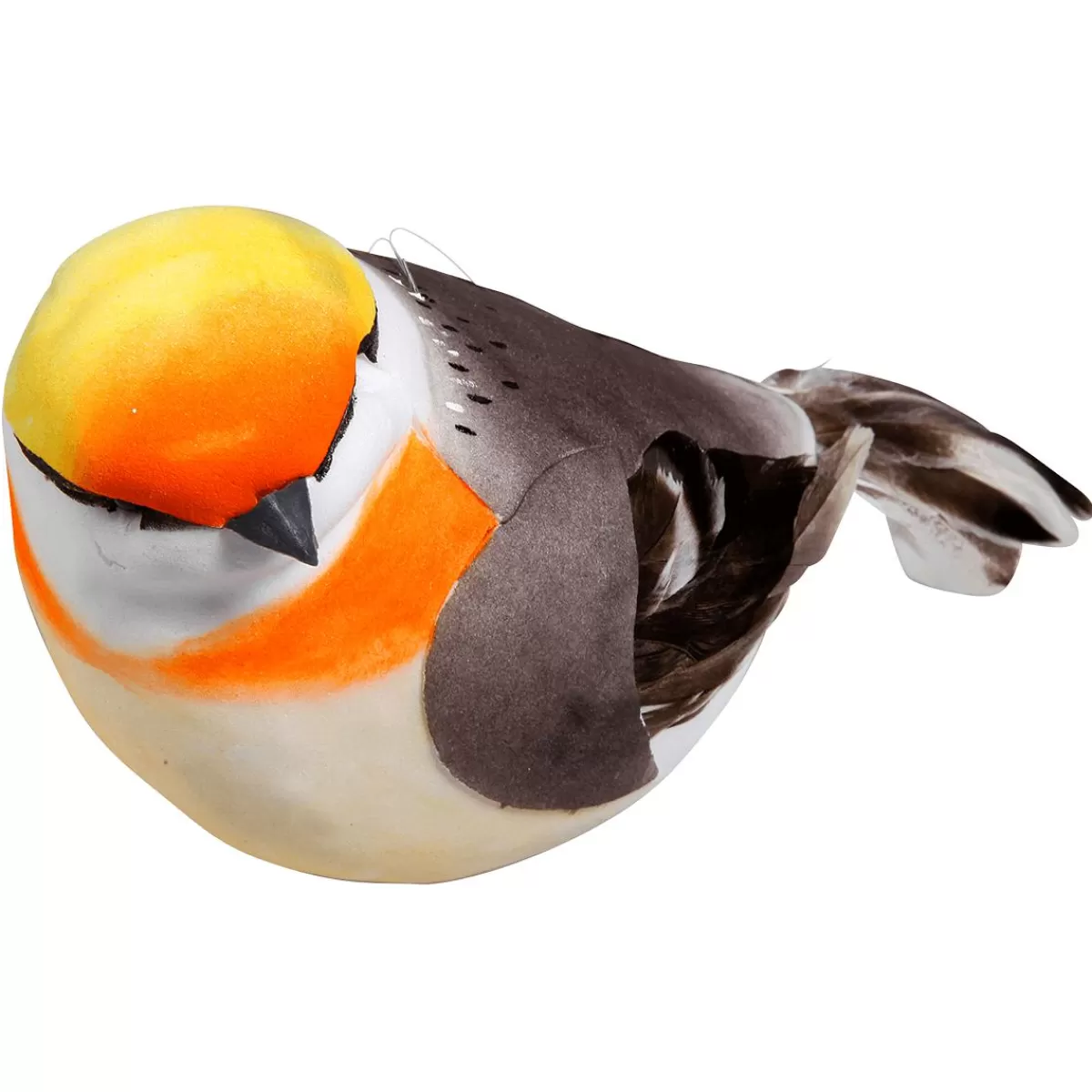 DecoWoerner Decoration Bird Grey Orange 19 Cm