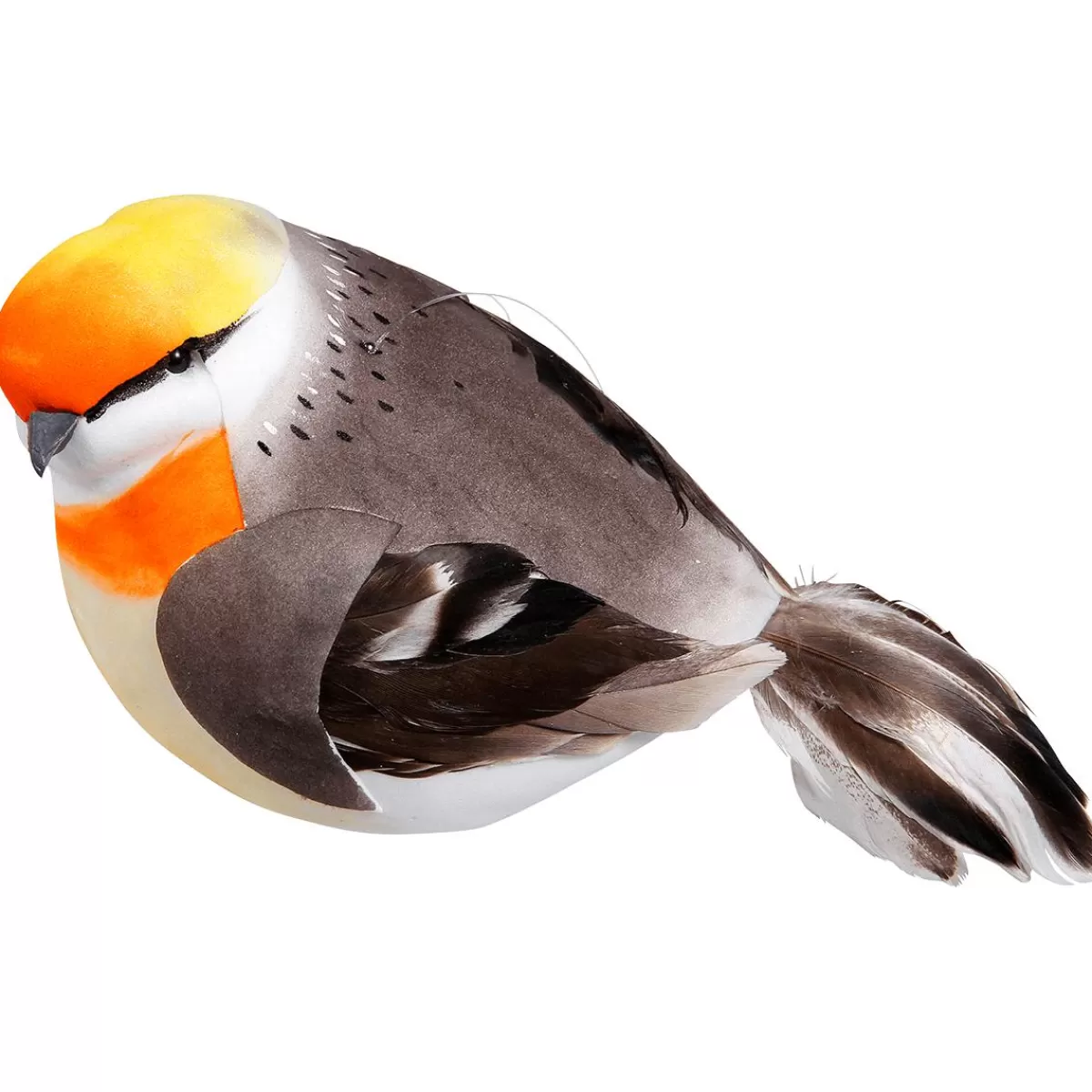 DecoWoerner Decoration Bird Grey Orange 19 Cm