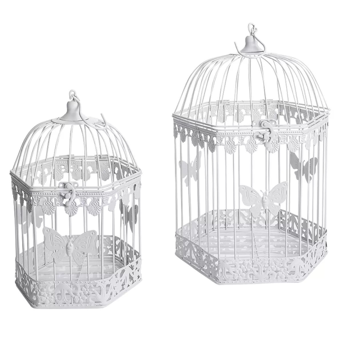 DecoWoerner Decorative Bird Cage Set 2 Pcs. 48x26x23 Cm / 41x21x18 Cm