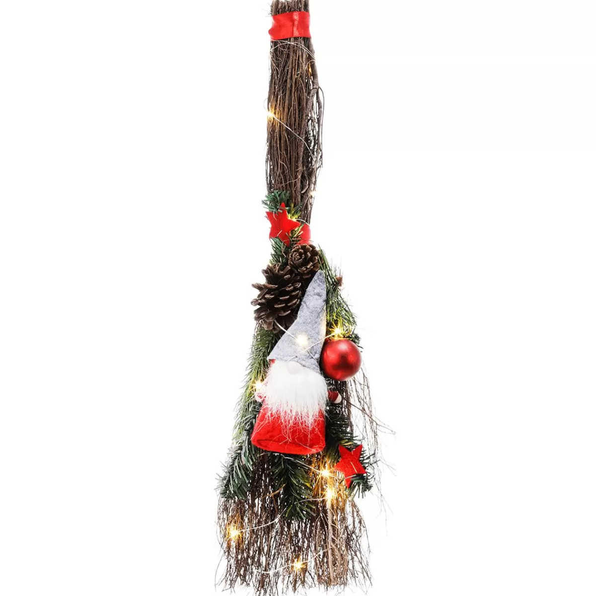 DecoWoerner Decorative Broom With LED 55 Cm