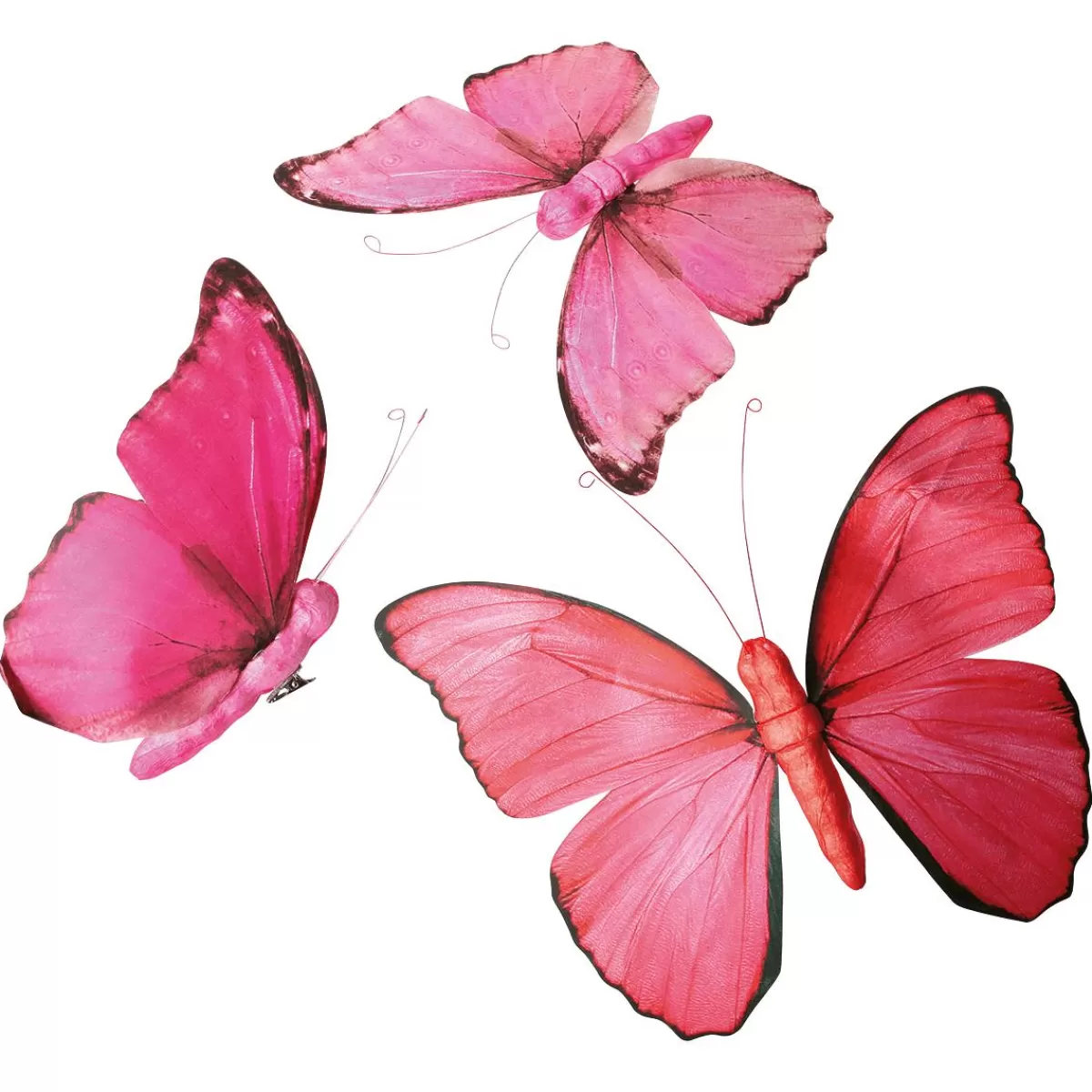 DecoWoerner Decorative Butterfly "Flamingo ", 28 Cm, 3 Pcs