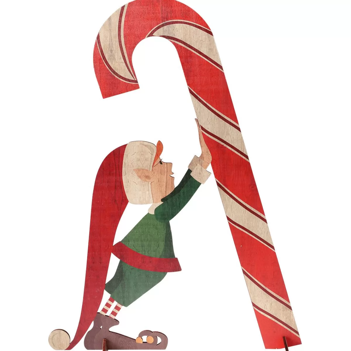 DecoWoerner Decorative Christmas Elf With Candy Cane