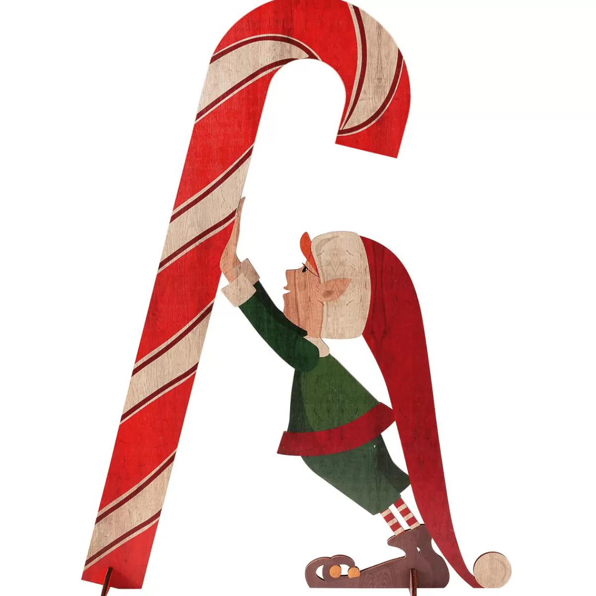 DecoWoerner Decorative Christmas Elf With Candy Cane