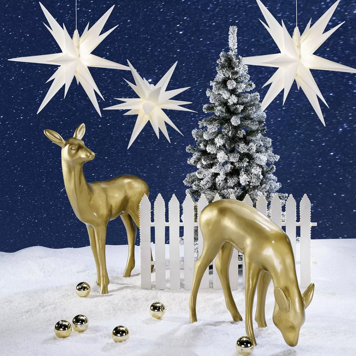 DecoWoerner Decorative Deer Standing Height 115 Cm, Metallic