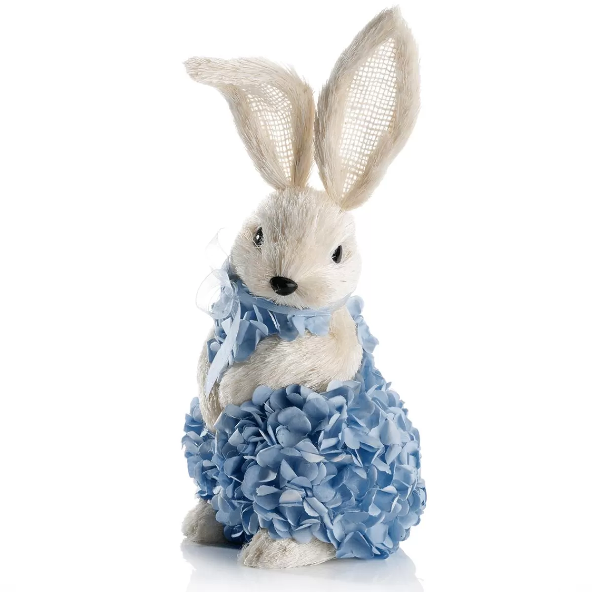 DecoWoerner Decorative Easter Bunny Made Of Hard Foam And Sisal With Hydrangea Dress 30 Cm