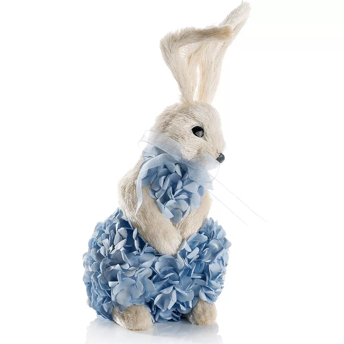 DecoWoerner Decorative Easter Bunny Made Of Hard Foam And Sisal With Hydrangea Dress 30 Cm