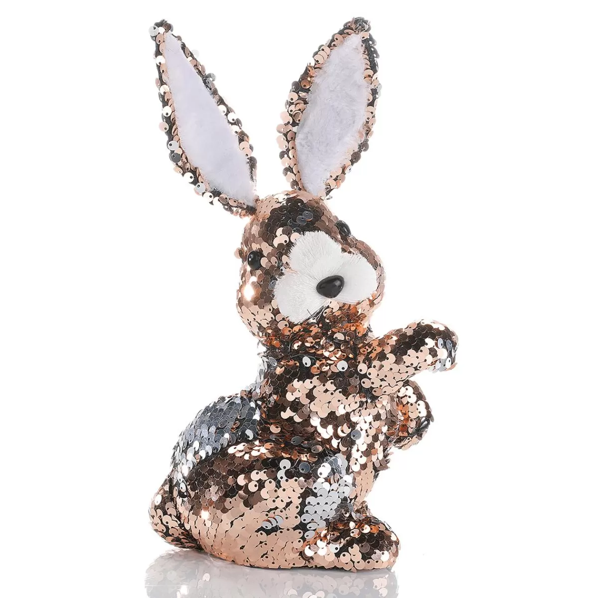 DecoWoerner Decorative Easter Bunny With Reversible Sequins Copper And , 21 Cm