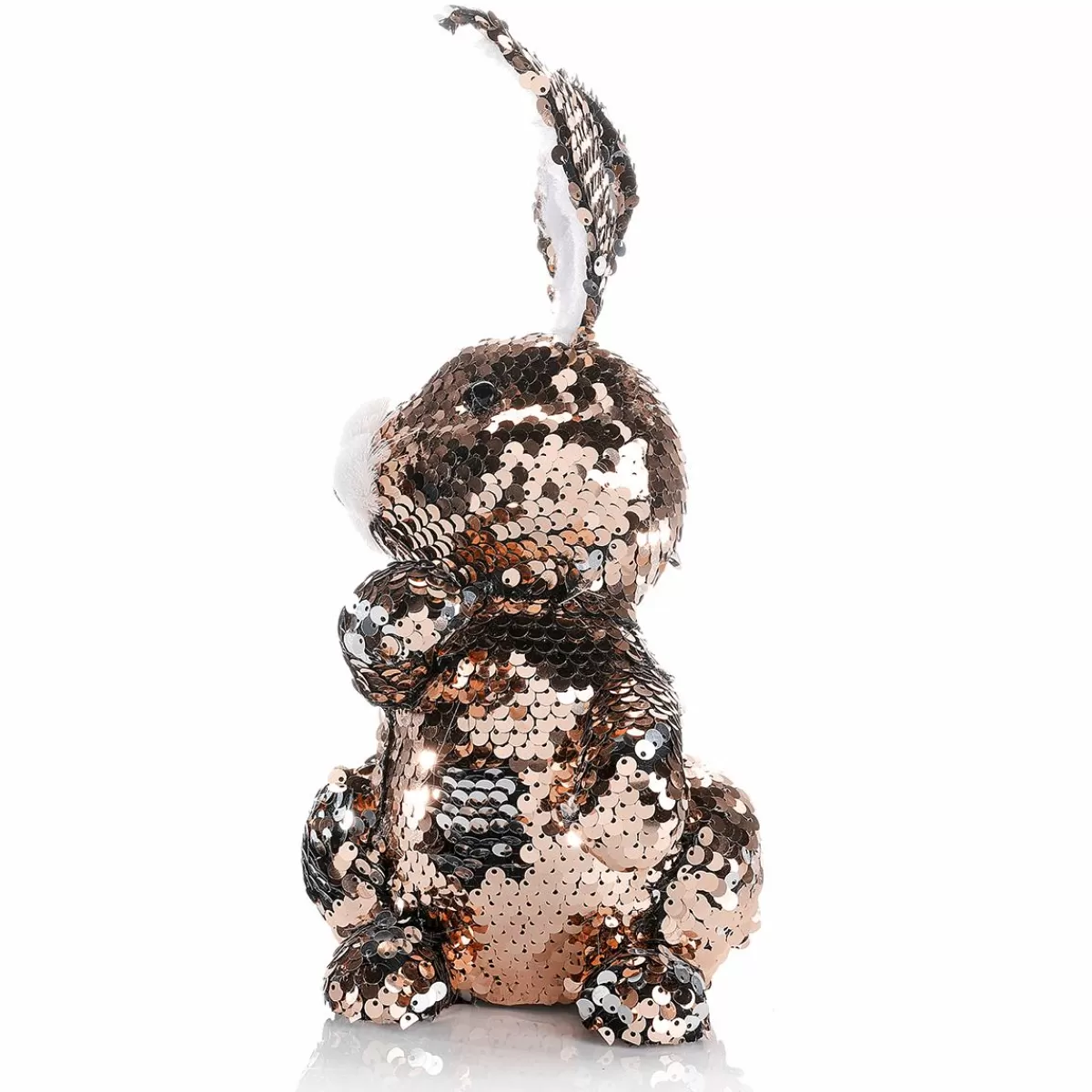 DecoWoerner Decorative Easter Bunny With Reversible Sequins Copper And , 21 Cm