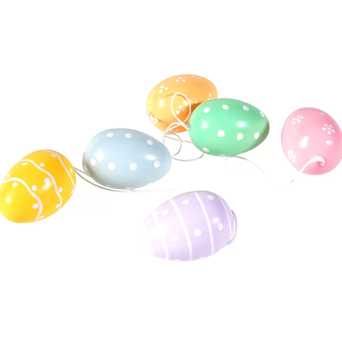 DecoWoerner Decorative Easter Eggs For Hanging 6 Cm, Pastel Dots, 6 Pcs