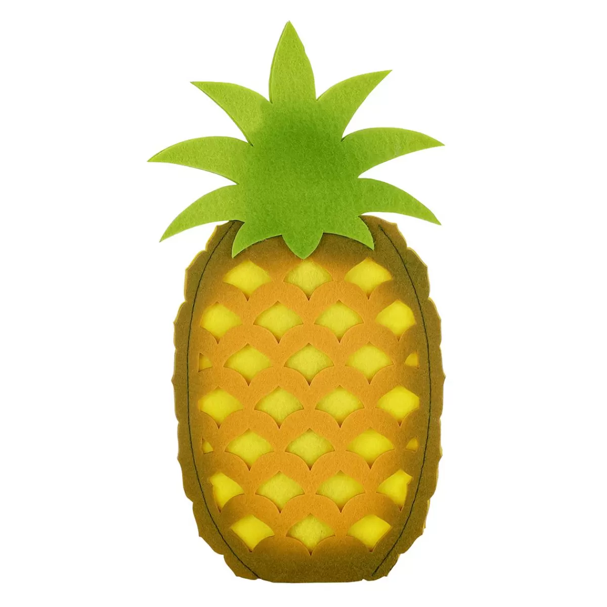 DecoWoerner Decorative Felt Pineapple On A Wooden Base 35 Cm