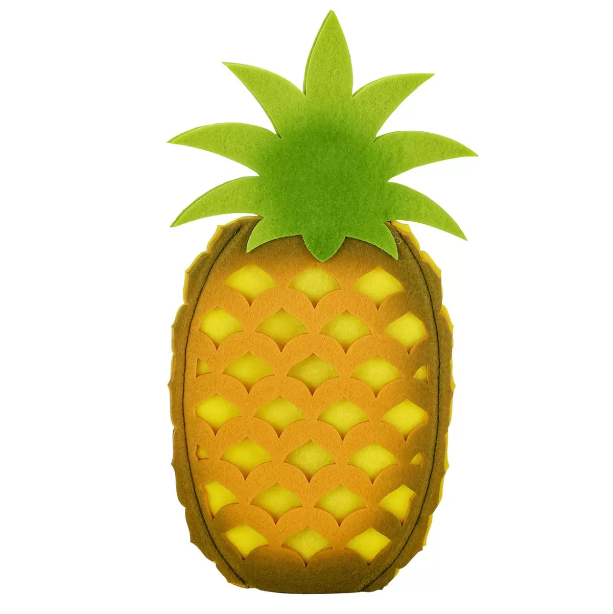 DecoWoerner Decorative Felt Pineapple On A Wooden Base 35 Cm