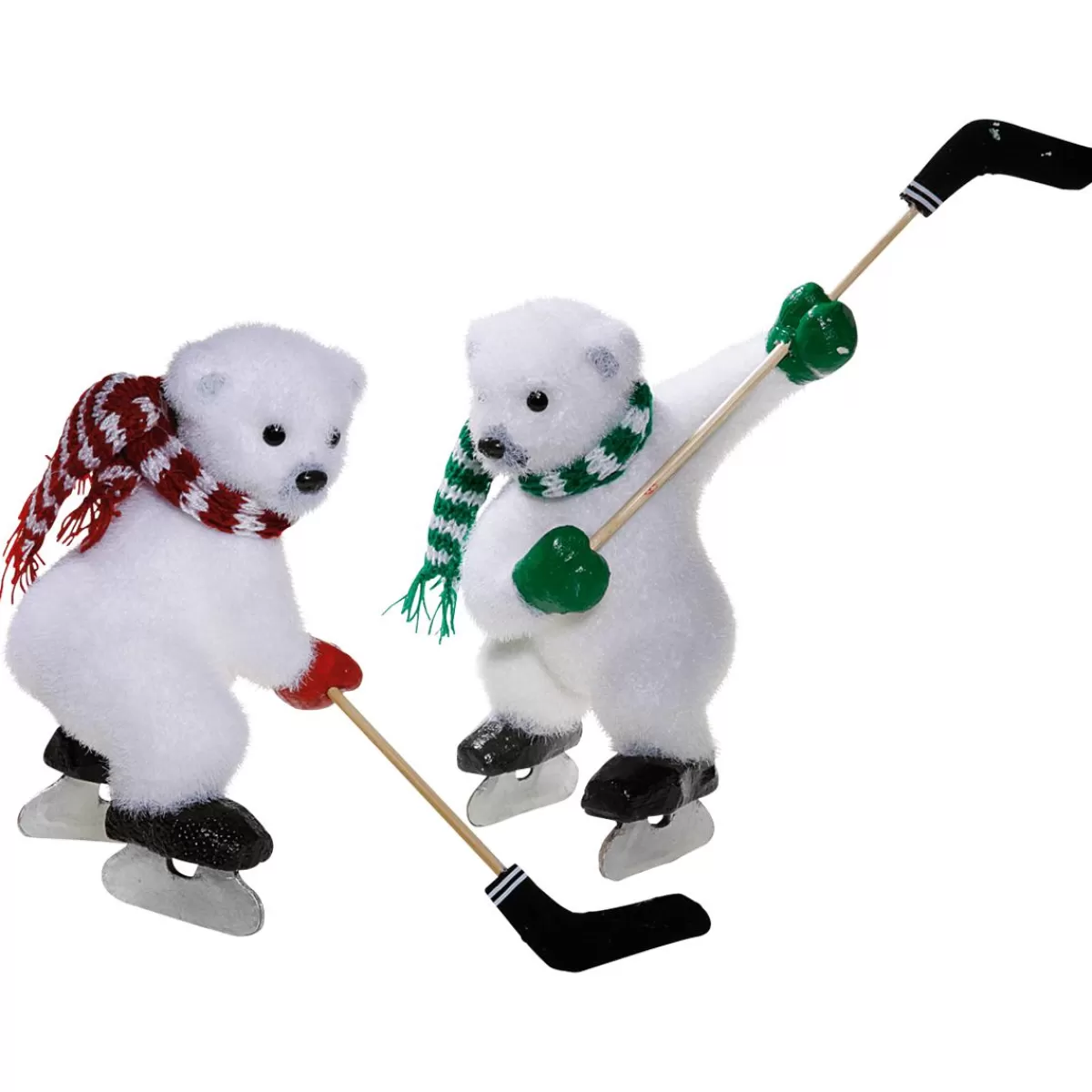 DecoWoerner Decorative Figures Hockey Polar Bears, Height 30 Cm