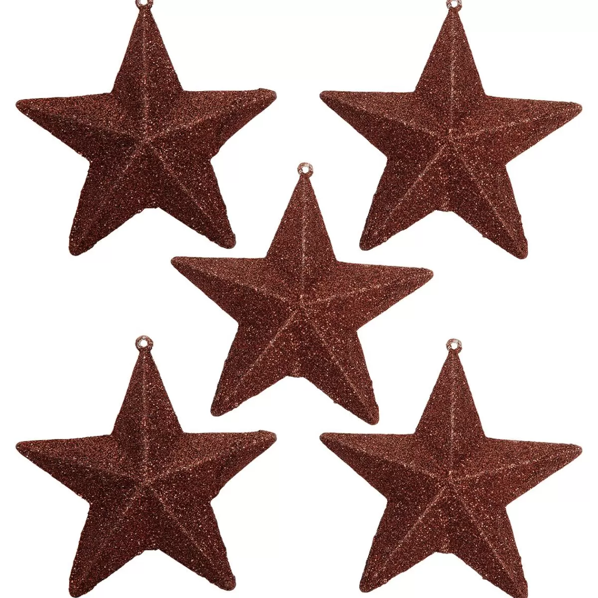 DecoWoerner Decorative Glitter Stars Nougat, Ø 10 Cm, 5 Pcs