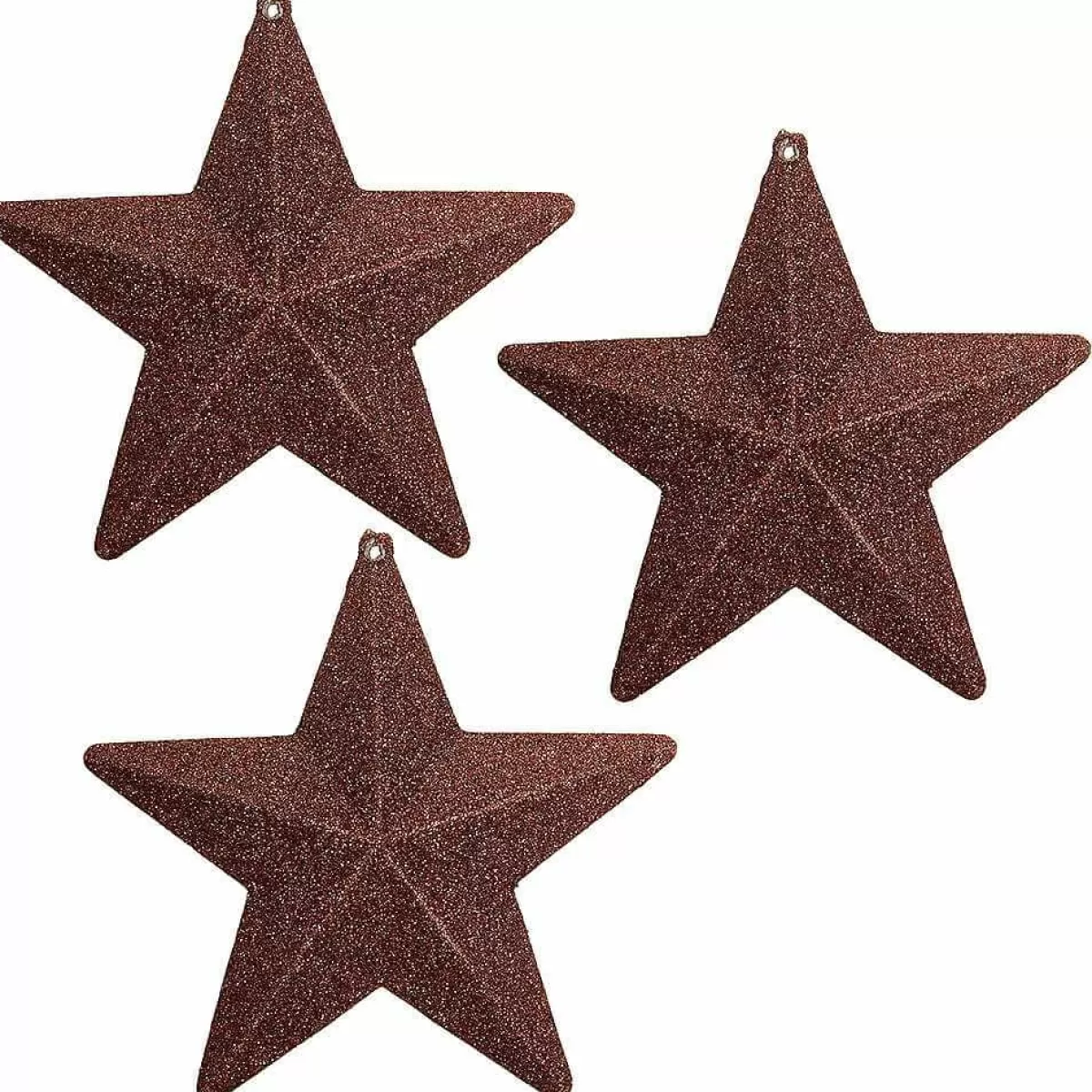 DecoWoerner Decorative Glitter Stars Nougat, Ø 17 Cm, 3 Pcs