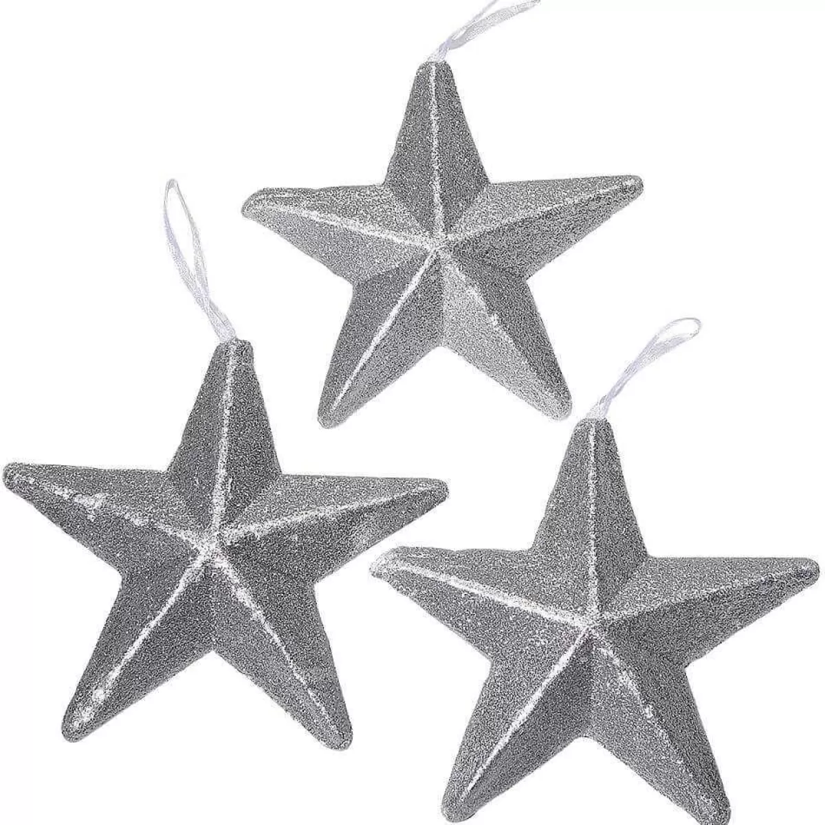 DecoWoerner Decorative Glitter Stars , Ø 20 Cm, 3 Pcs