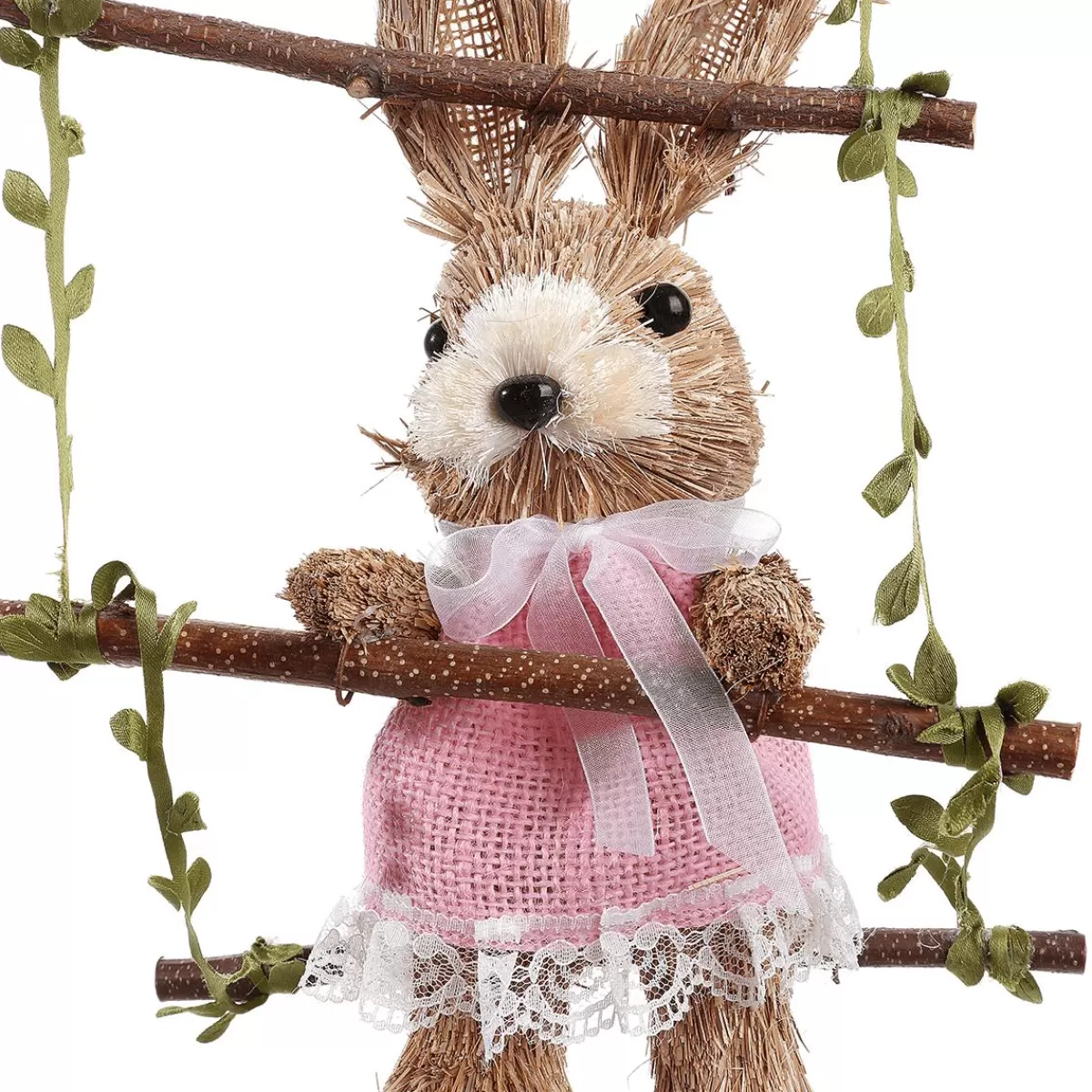 DecoWoerner Decorative Hanger "Bunnies On Wooden Ladder", 120 Cm Long