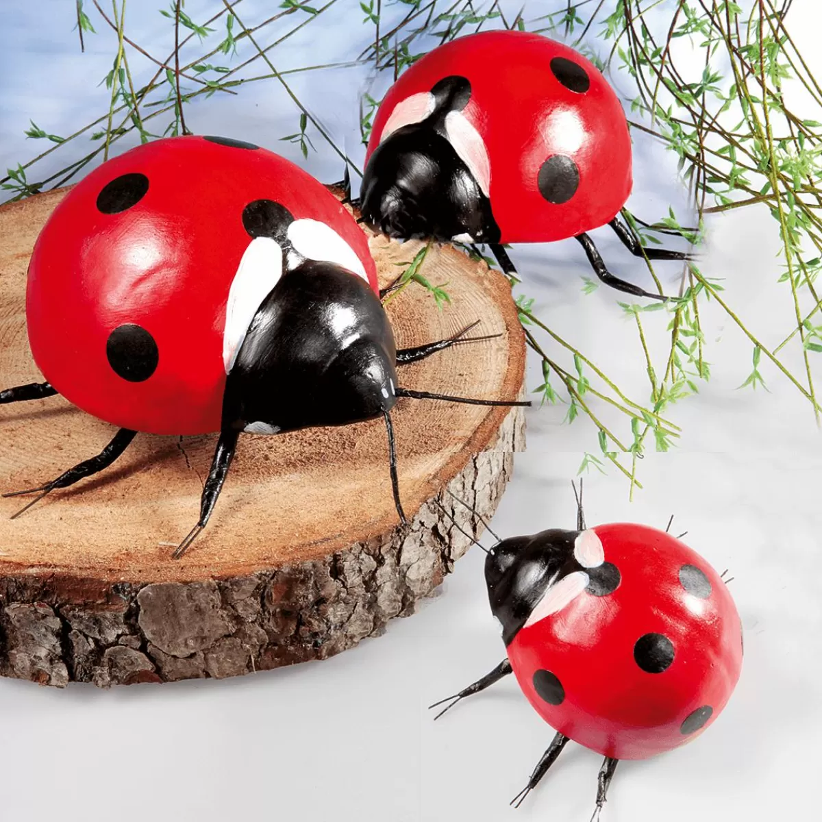 DecoWoerner Decorative Ladybugs 20 - 25 Cm, 2 Pcs