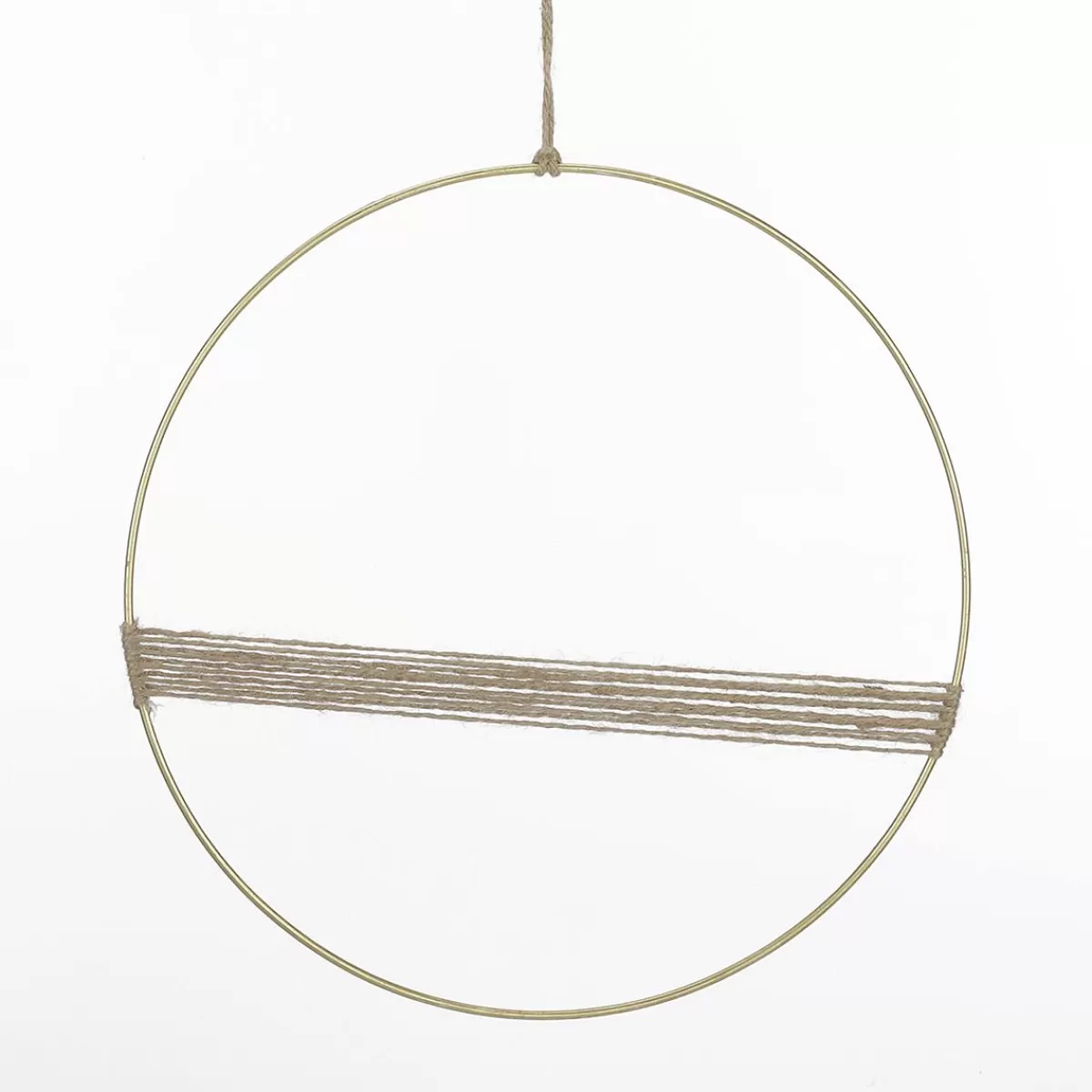 DecoWoerner Decorative Metal Ring With Jute Rope Design 35 Cm Ø