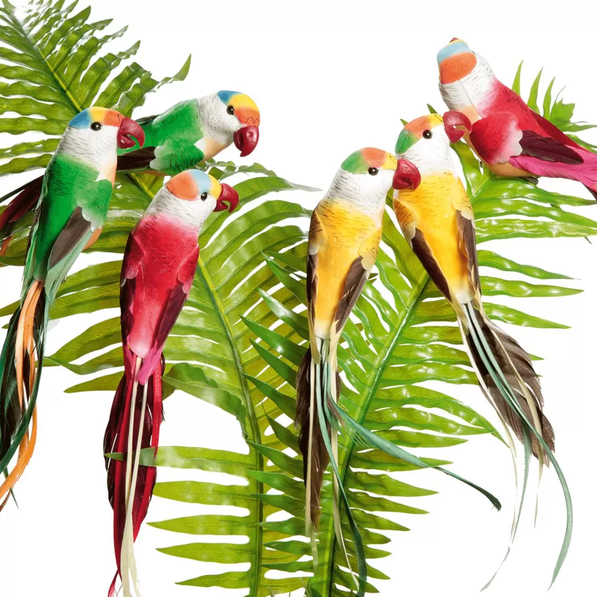 DecoWoerner Decorative Parrots 22 Cm, 6 Pcs