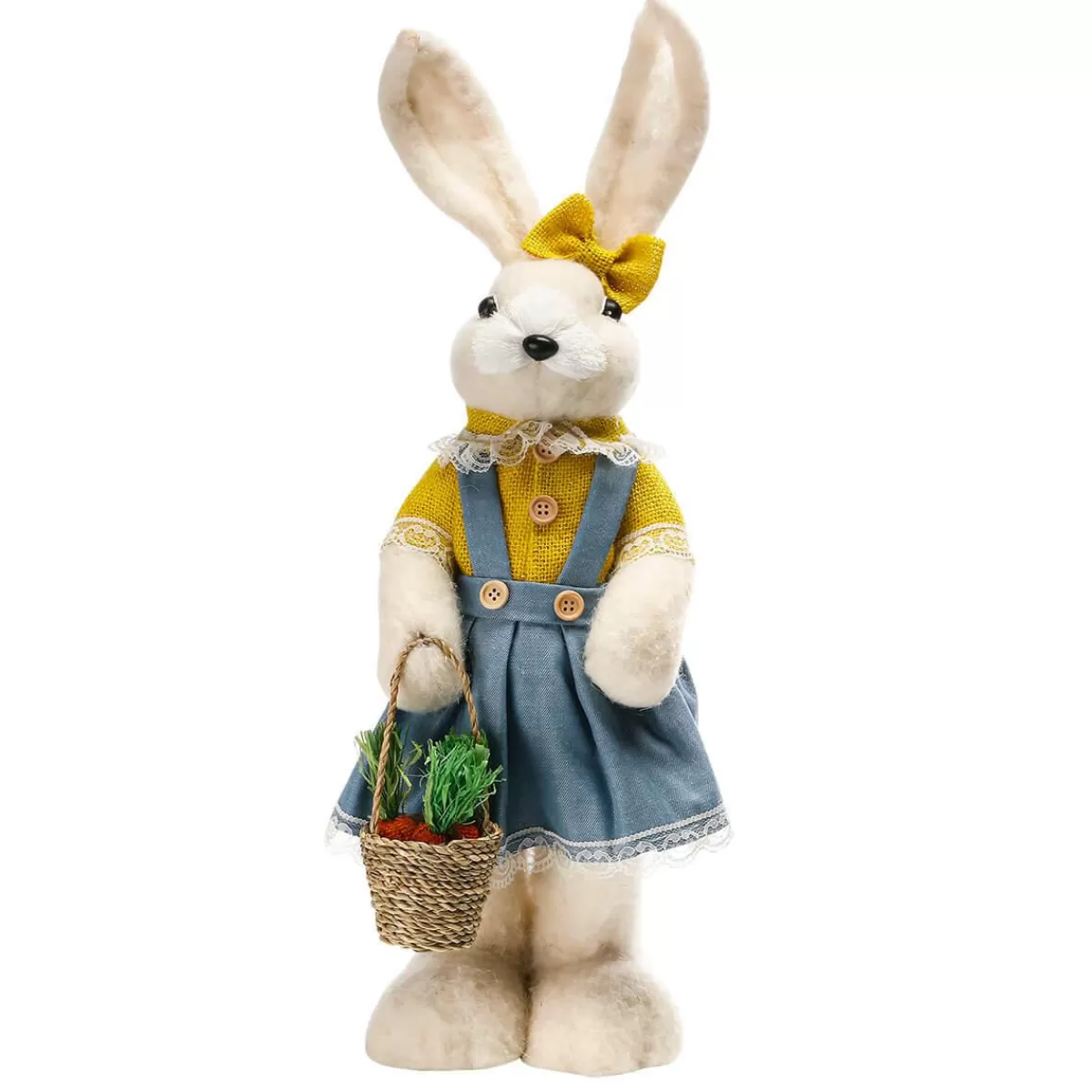 DecoWoerner Decorative Plush Easter Bunny 57 Cm High, , With Basket