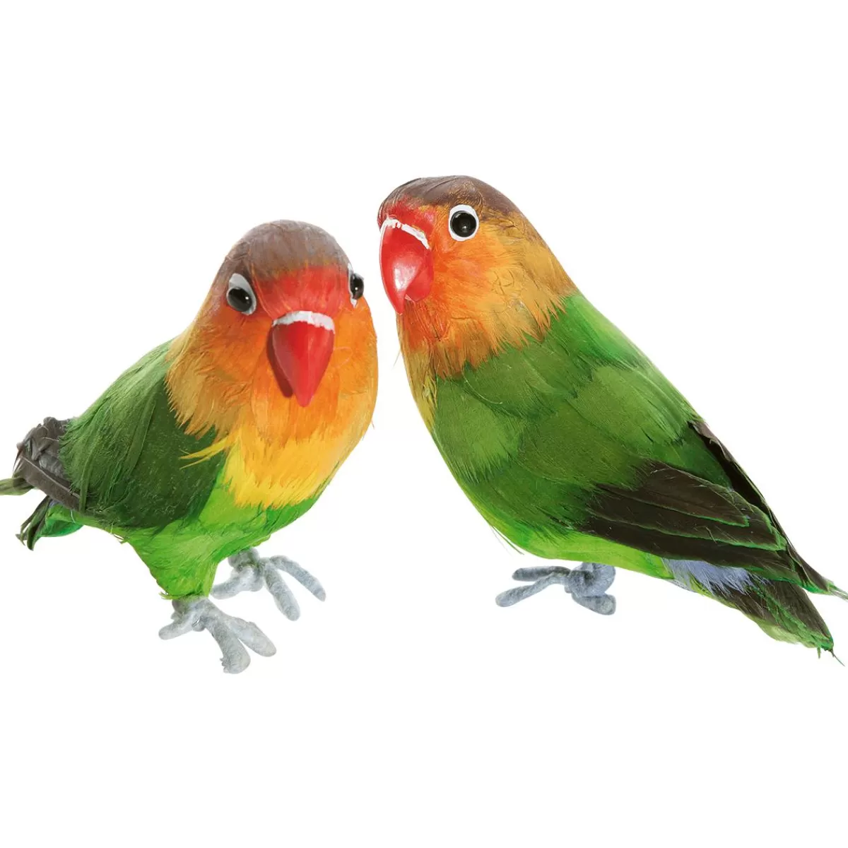 DecoWoerner Decorative Rosy-faced Parrot Sitting 20 Cm, 2 Pcs