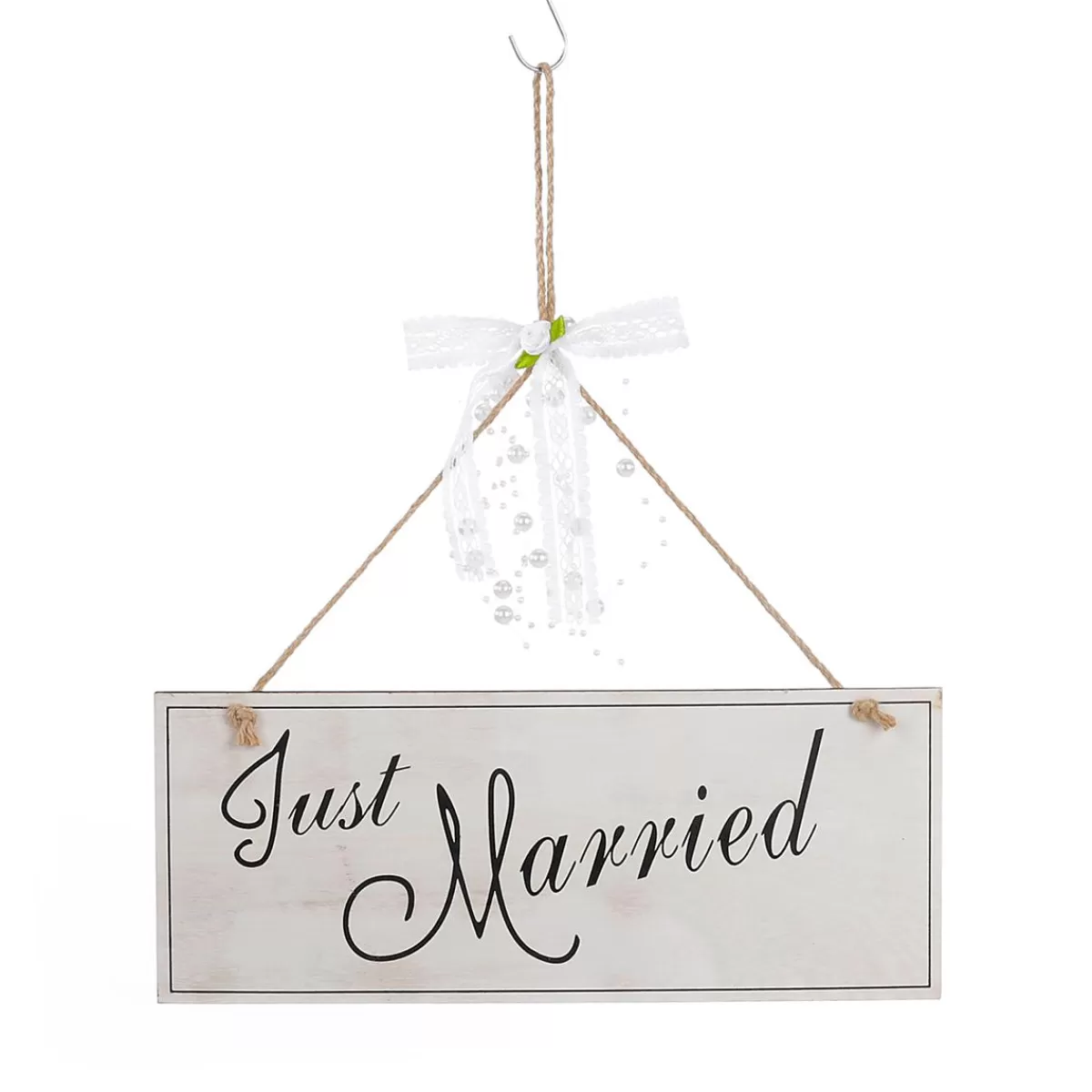 DecoWoerner Decorative Sign "Just Married" 12 X 30 Cm Wood