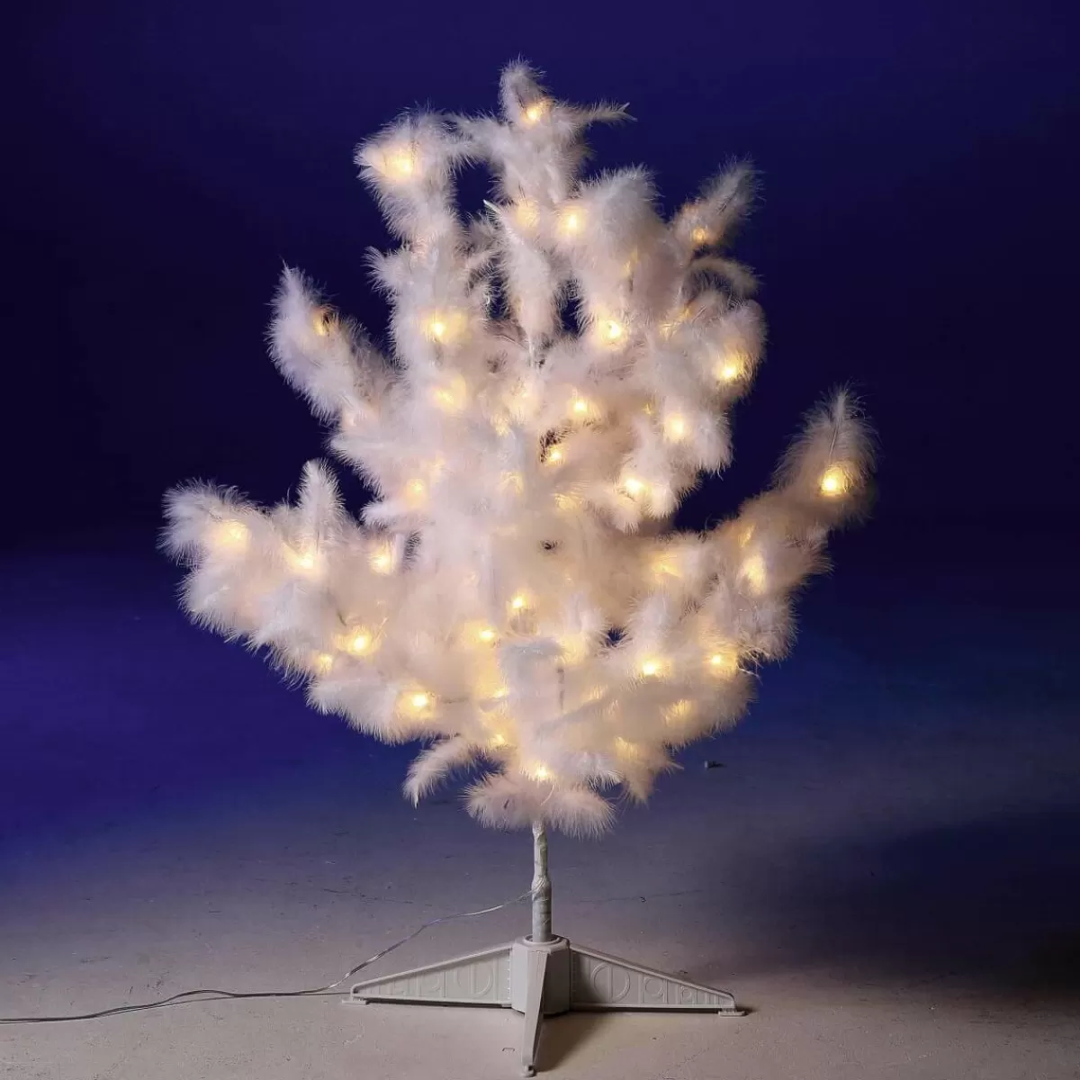 DecoWoerner Decorative Tree With Feathers, LED Warm, 90 Cm