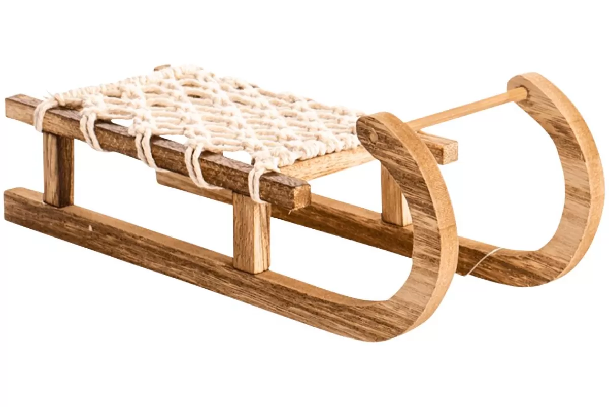 DecoWoerner Decorative Wooden Sleigh 40 X 14 X 9.5 Cm