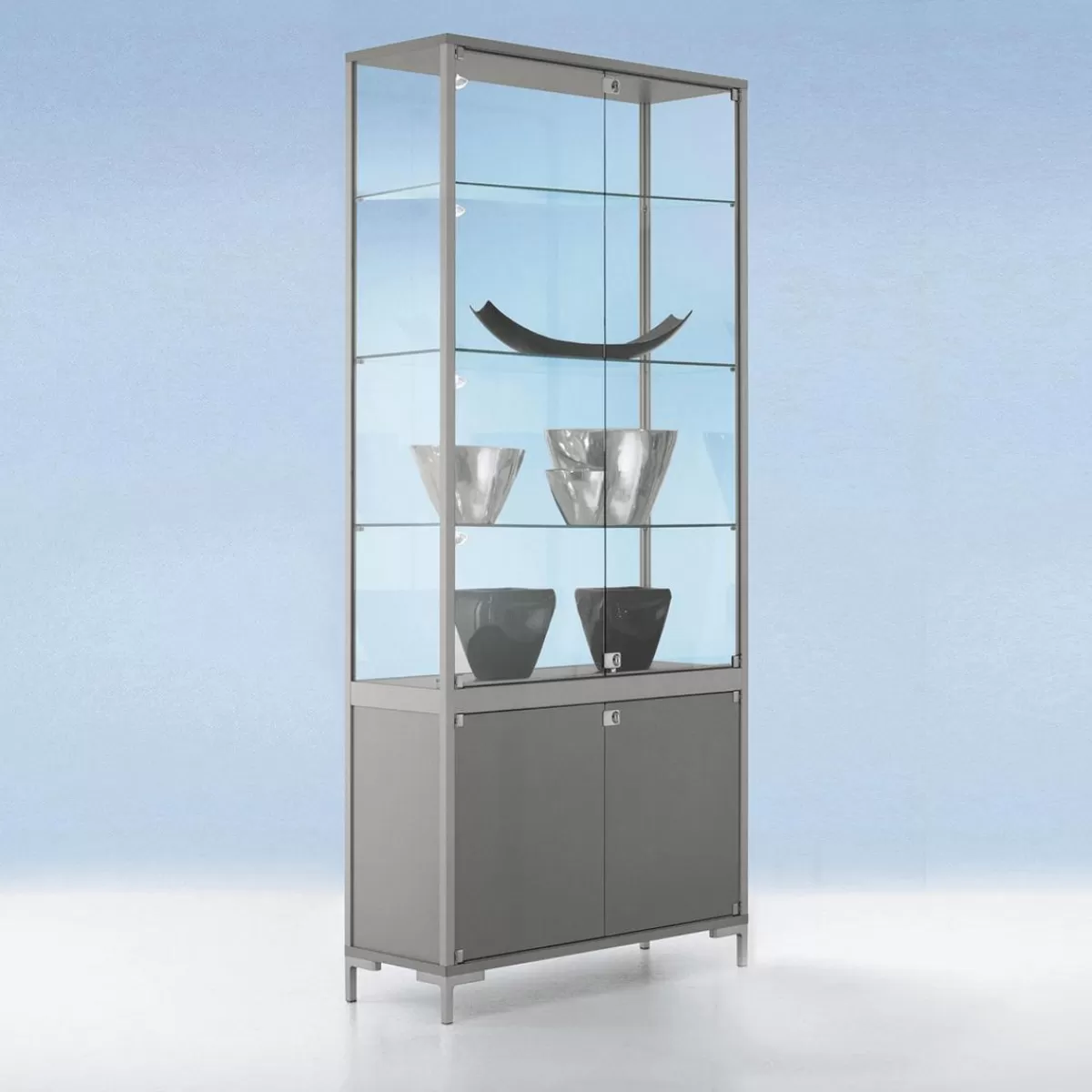 DecoWoerner Display Cabinet With Storage & Light 186x 80cm