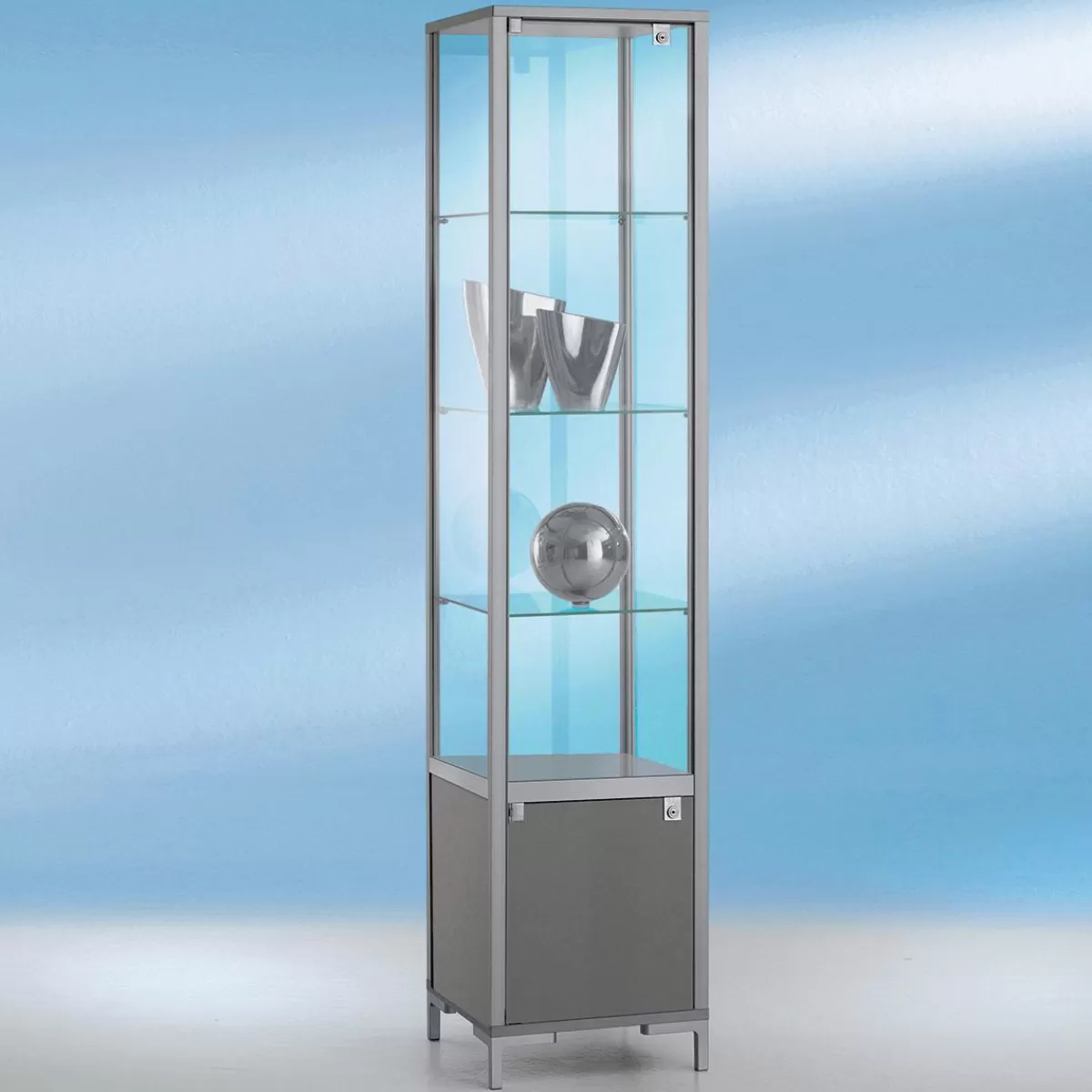 DecoWoerner Display Cabinet With Storage Compartment & Light