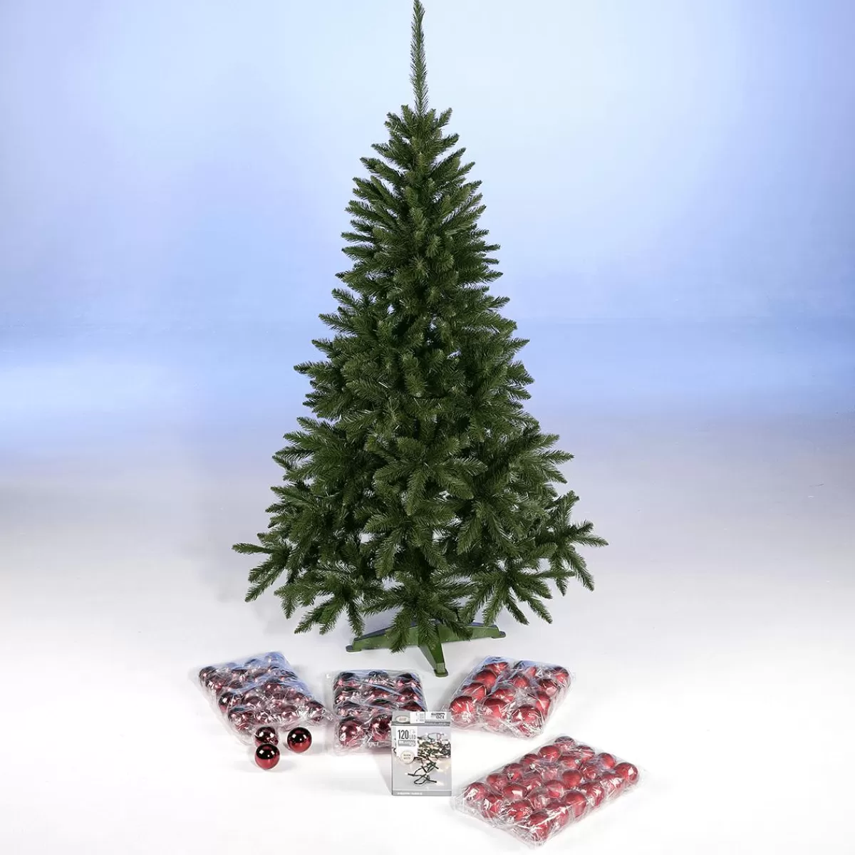 DecoWoerner Economy Pack Christmas Tree 180 Cm Incl. Plastic Baubles And Fairy Lights