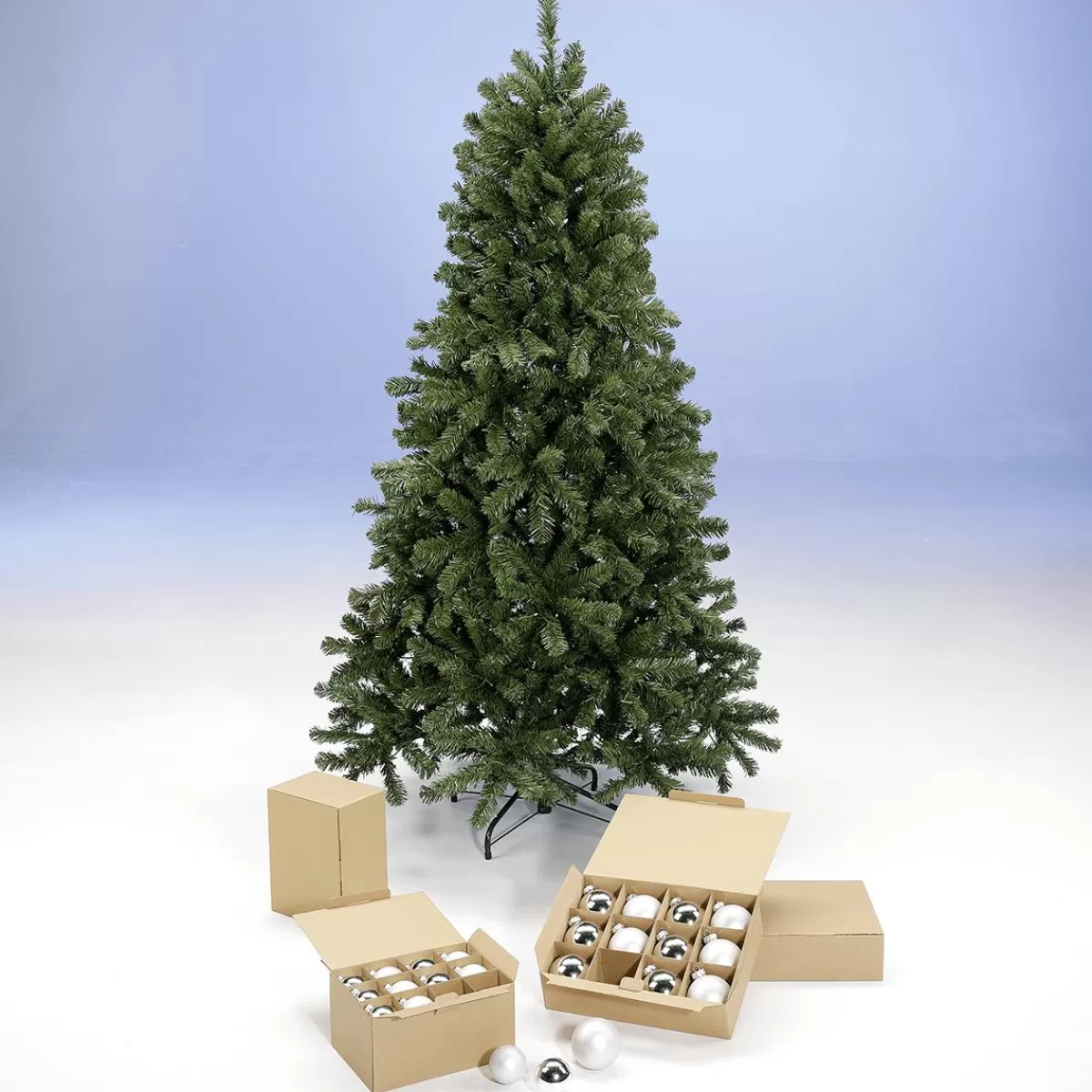 DecoWoerner Economy Package Christmas Tree 210 Cm Incl. Glass Baubles And Fairy Lights