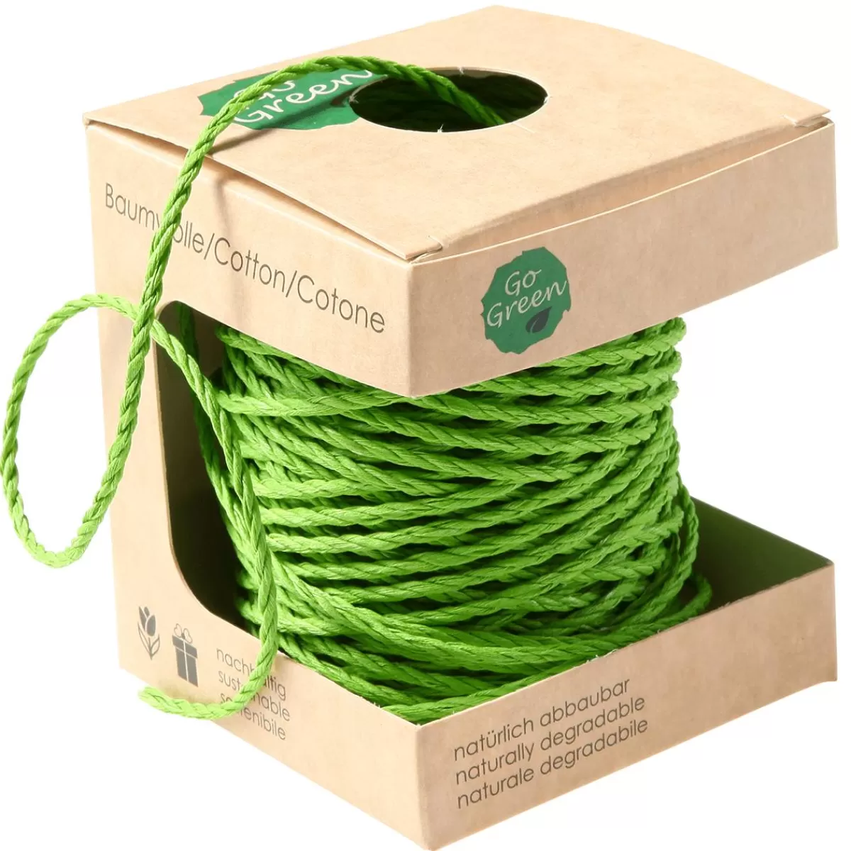 DecoWoerner Environmentally Friendly Cotton Cord Made Of Degradable Material 3 Mm 30 M Apple