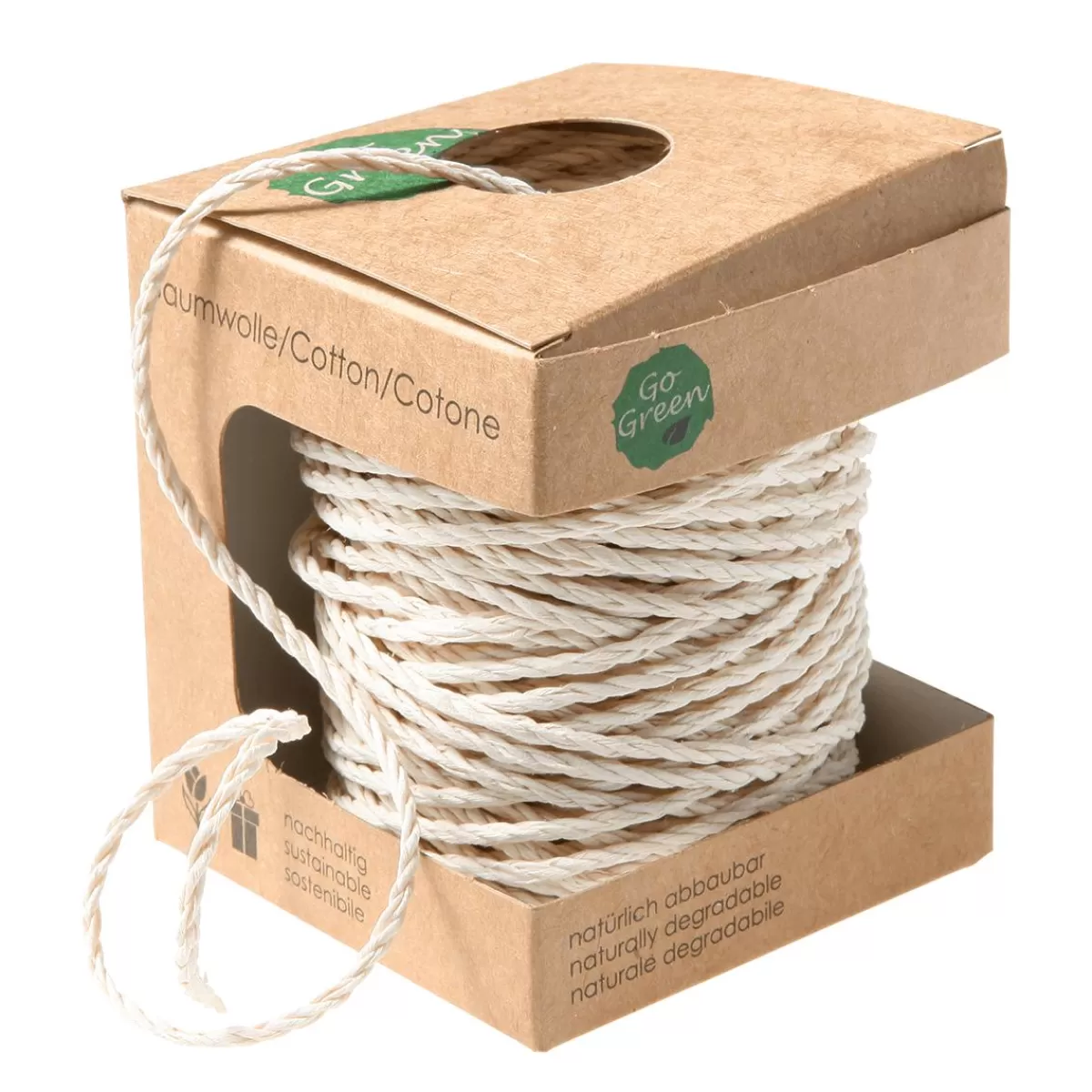 DecoWoerner Environmentally Friendly Cotton Cord Made Of Degradable Material 3 Mm 30 M Cream