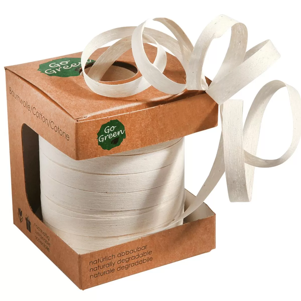 DecoWoerner Environmentally Friendly Curling Ribbon Made Of Degradable Material 10 Mm 100 M Cream