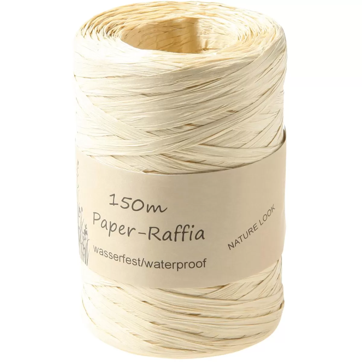 DecoWoerner Environmentally Friendly Raffia Tape Made Of Degradable Material 7 Mm 150 M Cream