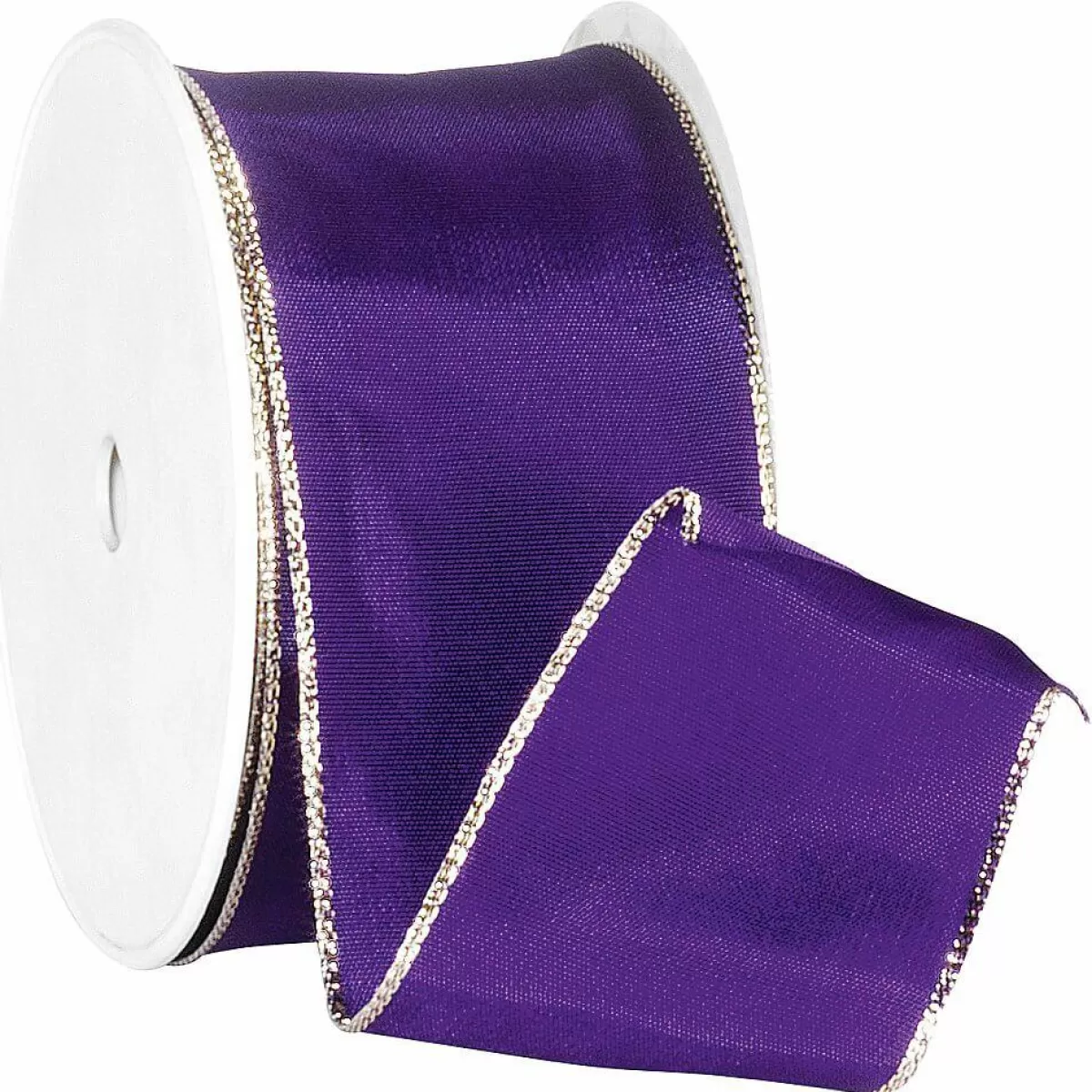 DecoWoerner Fabric Ribbon With Golden Edge, Lilac