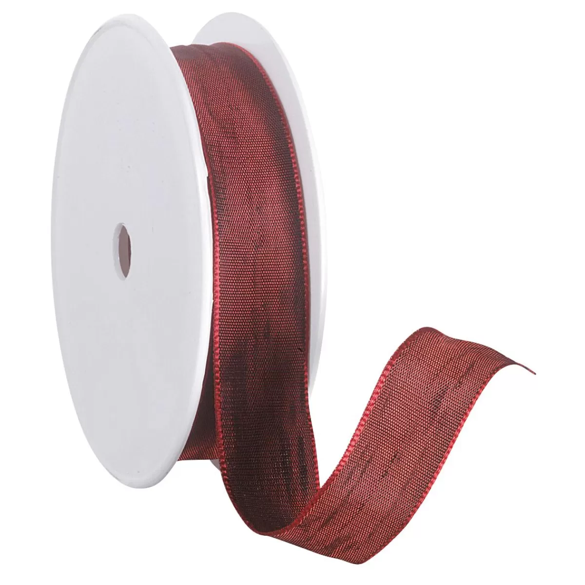 DecoWoerner Fabric Ribbon With Wire Edge, Bordeaux, 25 Mm Wide