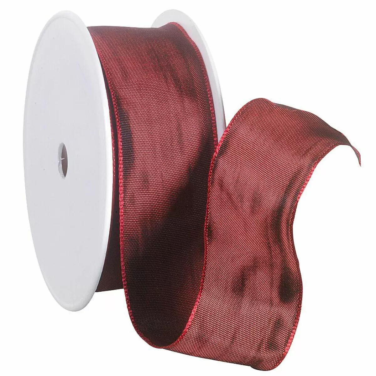 DecoWoerner Fabric Ribbon With Wire Edge, Bordeaux, 40 Mm Wide