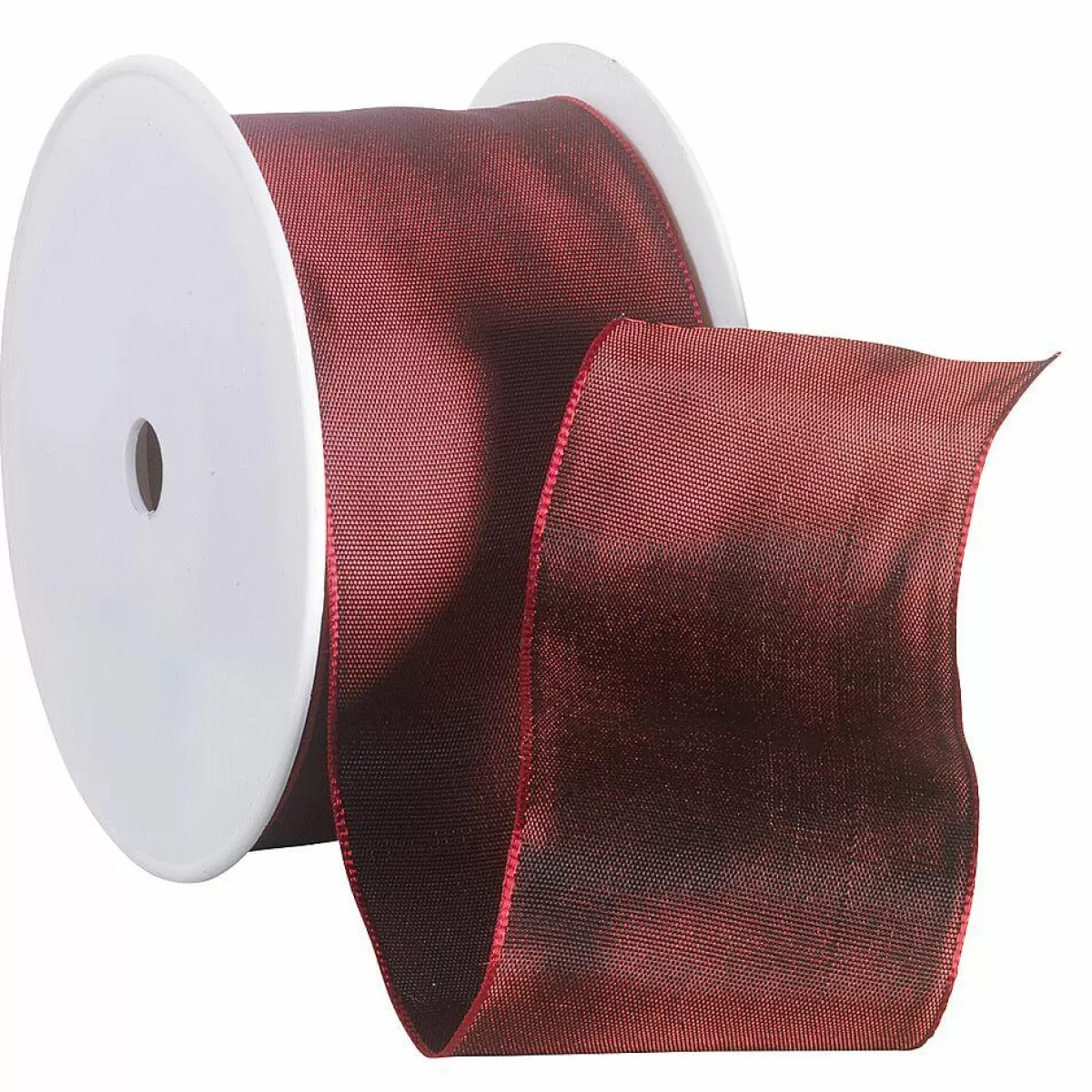 DecoWoerner Fabric Ribbon With Wire Edge, Bordeaux, 60 Mm Wide